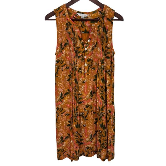 Garnet Hill Livvy Sundial Orange Floral Crepe Sleeveless Dress Women’s Small - Picture 3 of 8